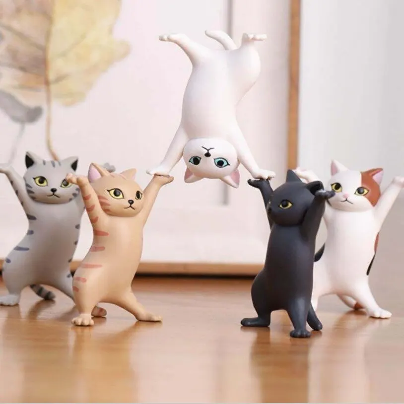 5 Models Dancing Cat Figure Decoration Animation Cat Model Fashion Toy Enchanting Cat Capsule Toy Doll Cake Decoration - Image 2