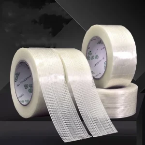 50M Fiber Tape Strong Glass Fiber Tape High Temperature Resistant Non-marking Industrial Strapping Packaging Fixed Seal Tape