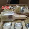 5/10 PCS Flat Paint Brush Set | 2.0-Inch Wooden Handle Metal Paint Brush - Suitable for Paint ,Crafts, Painting, Multi-purpose