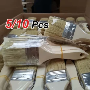 5/10 PCS Flat Paint Brush Set | 2.0-Inch Wooden Handle Metal Paint Brush - Suitable for Paint ,Crafts, Painting, Multi-purpose