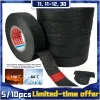 5/10Rolls Heat-resistant Adhesive Cloth Fabric Tape For Automotive Cable Tape Harness Wiring Loom Electrical Heat Tape 19MMx25M/