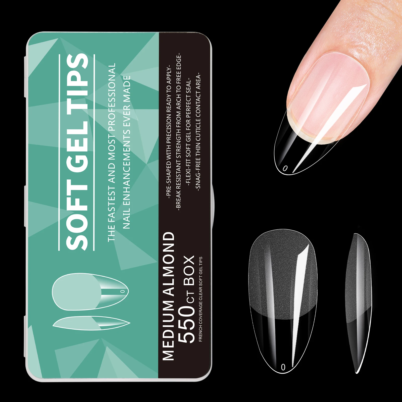 550pcs Soft Gel Nail Tips Medium Short Almond Coffin Stiletto Full Cover Press on Nails Half Matte Acrylic DIY Extension Tools - Image 3