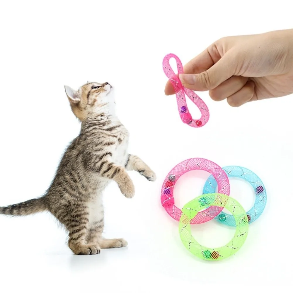 5Pcs Bell Sounds Circle Bell Cat Toy Soft Mesh Bouncing Spring Self Play Cat Toy Bite Resistant Colorful Cat Hose Toy - Image 3