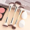5Pcs Makeup Tool Set 3 Double Ended Brushes 2 Beauty Sponges For Foundation Blush Contour Face Cosmetic Kit