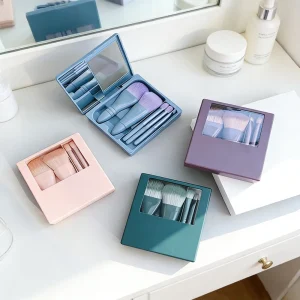 5Pcs Mini Makeup Brush Set with Mirror Multifunctional Eyeshadow Foundation Powder Brush Portable Cosmetic Tool Kit Hot Sale