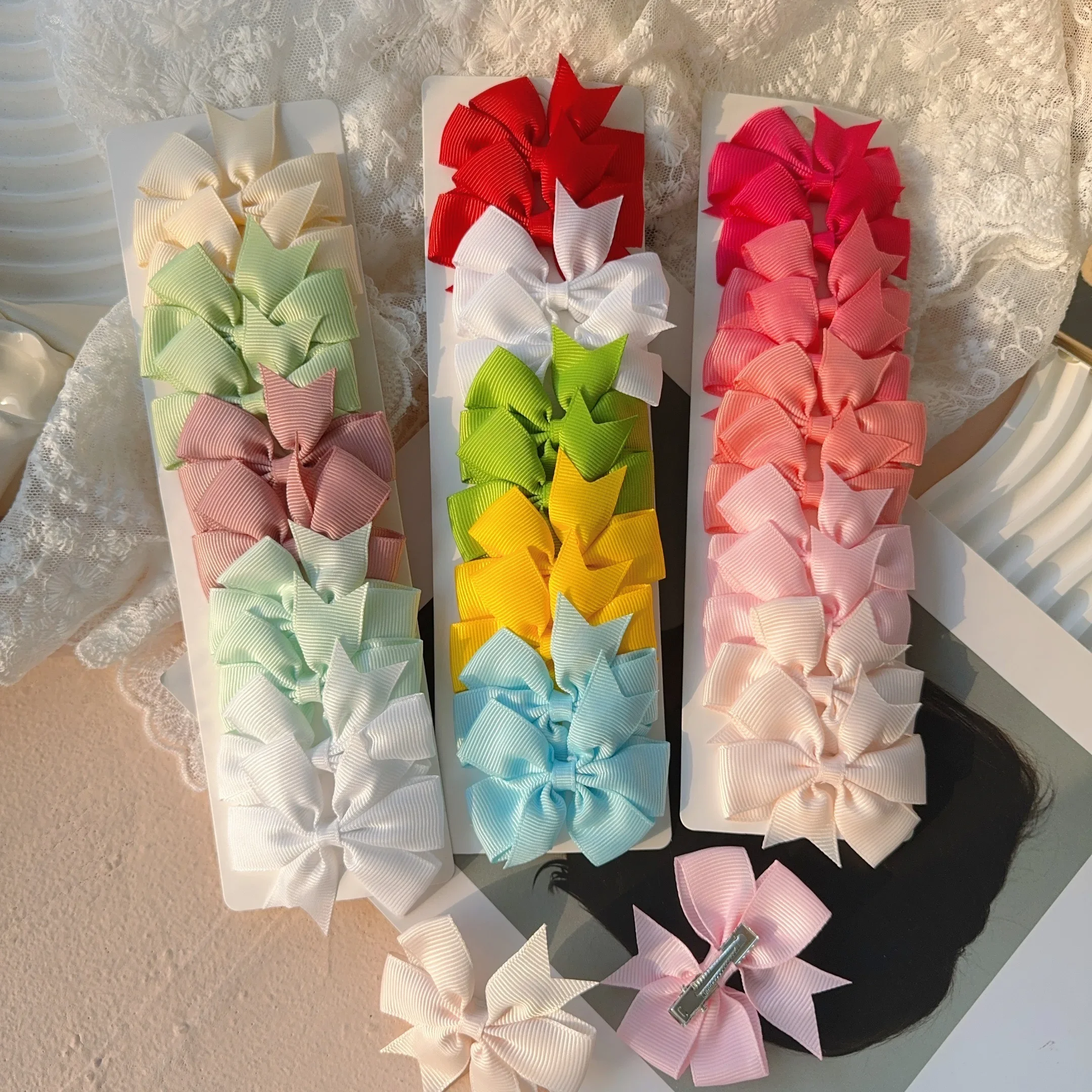 6-10Pcs/set Candy Colored Ribbon Bow Hair Clip Cute Bow Hair Clip For Girls Children's Hair Accessories - Image 3