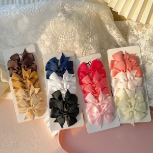 6-10Pcs/set Candy Colored Ribbon Bow Hair Clip Cute Bow Hair Clip For Girls Children's Hair Accessories