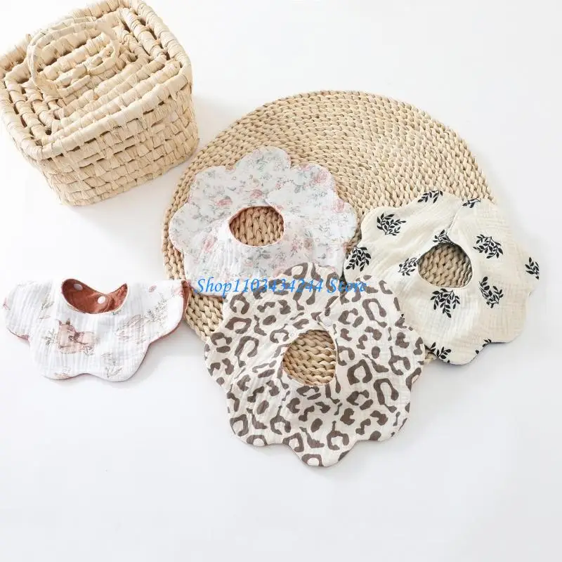 6-layer Baby Bib for Newborns Cotton Burp Cloth Soft & Breathable Drooling Bib Infants Teething Bib for Feeding Hour - Image 3