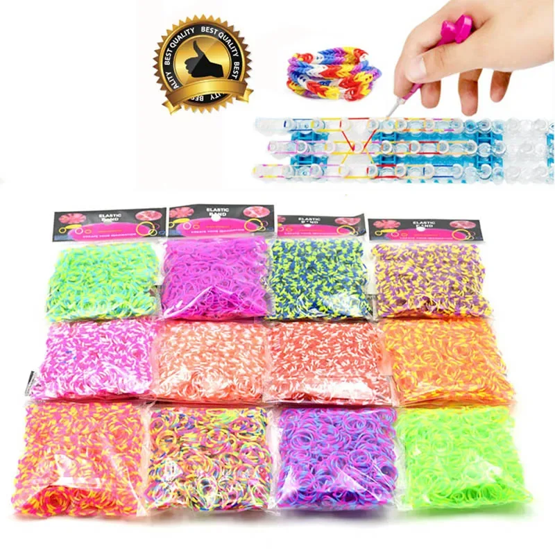 600Pcs Color Rubble Loom Bands Bracelets Kit Girl Gift Elastic Weaving Lacing Toy Craft DIY Jewelry Making Accessories Supplies - Image 2