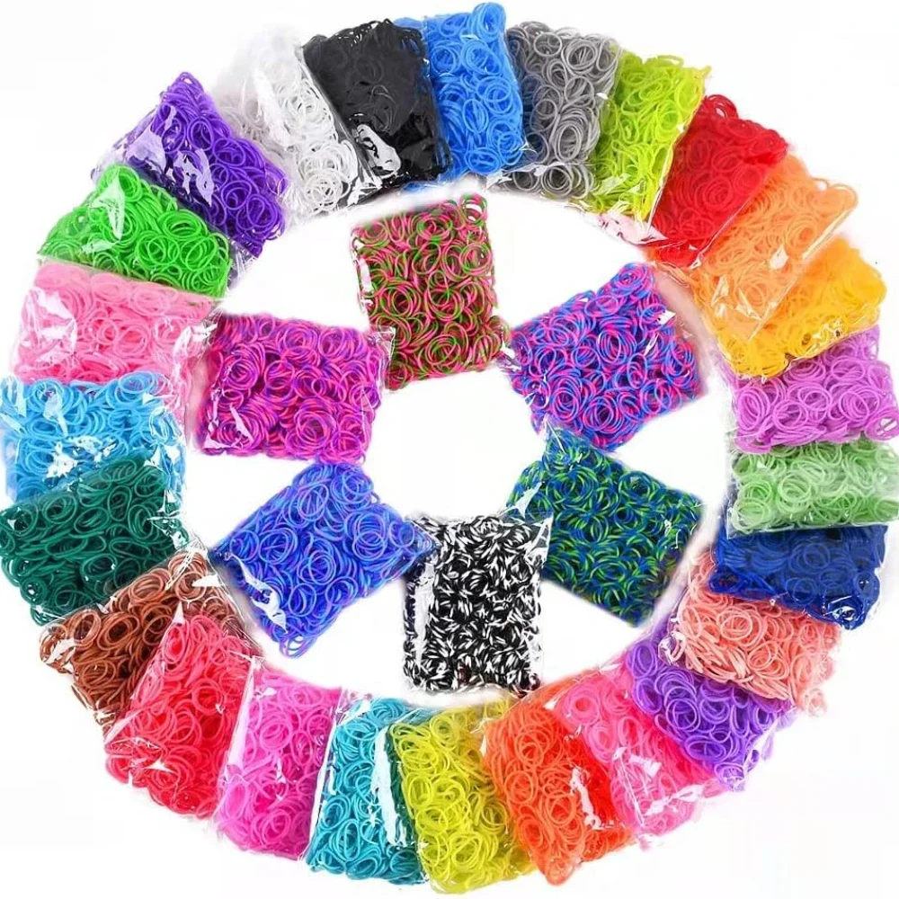 600pcs Colorful Rubber Loom Bands Kit DIY Craft Gift Set - Elastic Band Loom for Making Bracelets Children's Ed - Image 3