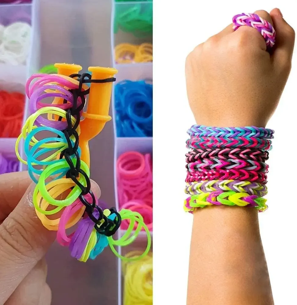 600pcs Colorful Rubber Loom Bands Kit DIY Craft Gift Set - Elastic Band Loom for Making Bracelets Children's Ed - Image 4