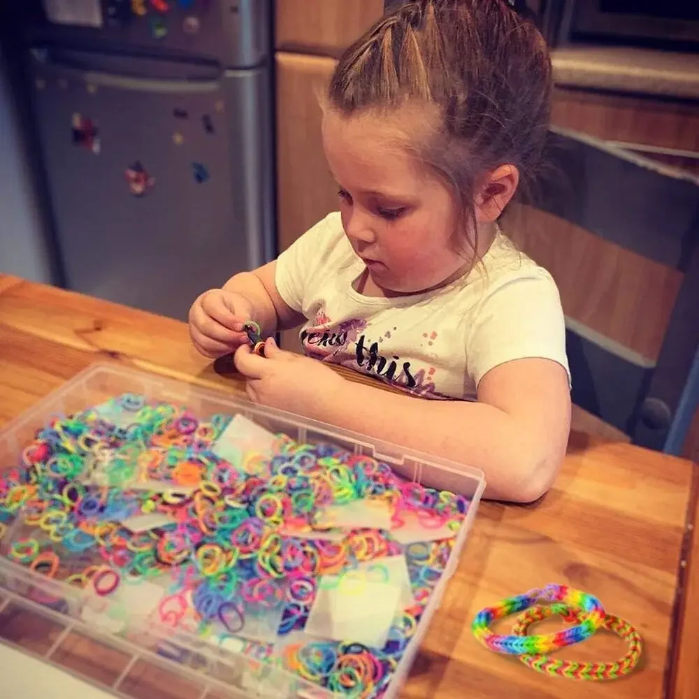600pcs Colorful Rubber Loom Bands Kit DIY Craft Gift Set - Elastic Band Loom for Making Bracelets Children's Ed - Image 5
