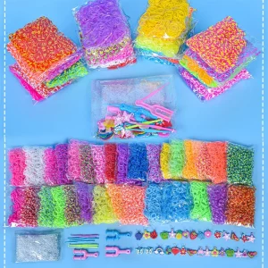 600pcs Loom Rubber Band Bracelet Making Kit with Tools Crochet Hooks for Jewelry Making Kids Bracelet Weaving DIY Crafting Tools