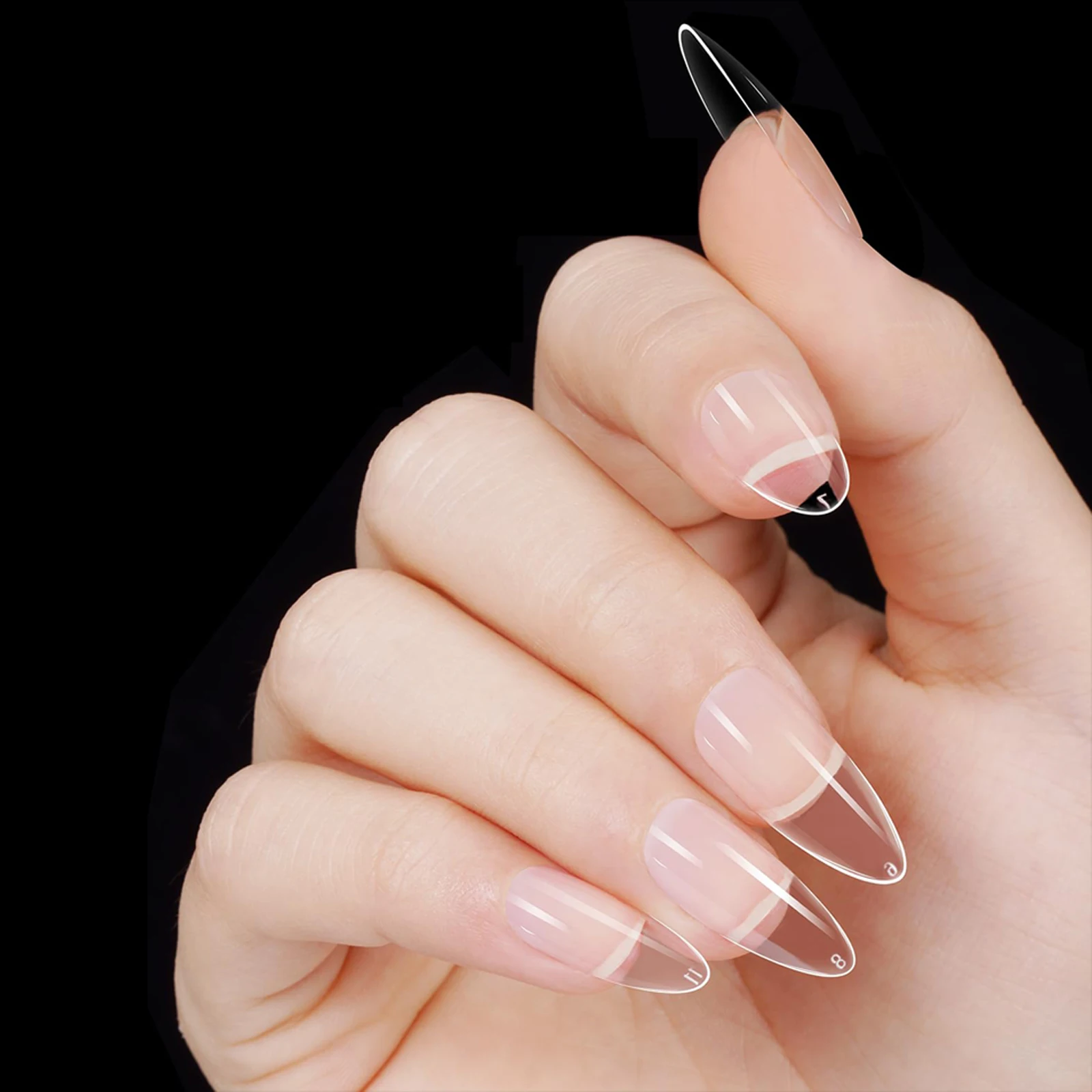 600pcs/box Clear Nail Tips Set, Medium/Long Coffin, Square, Almond, Stiletto, Oval, Round Shape, 10/12 Sizes, Press On Nails, Ma - Image 2