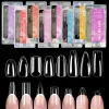 600pcs/box Clear Nail Tips Set, Medium/Long Coffin, Square, Almond, Stiletto, Oval, Round Shape, 10/12 Sizes, Press On Nails, Ma