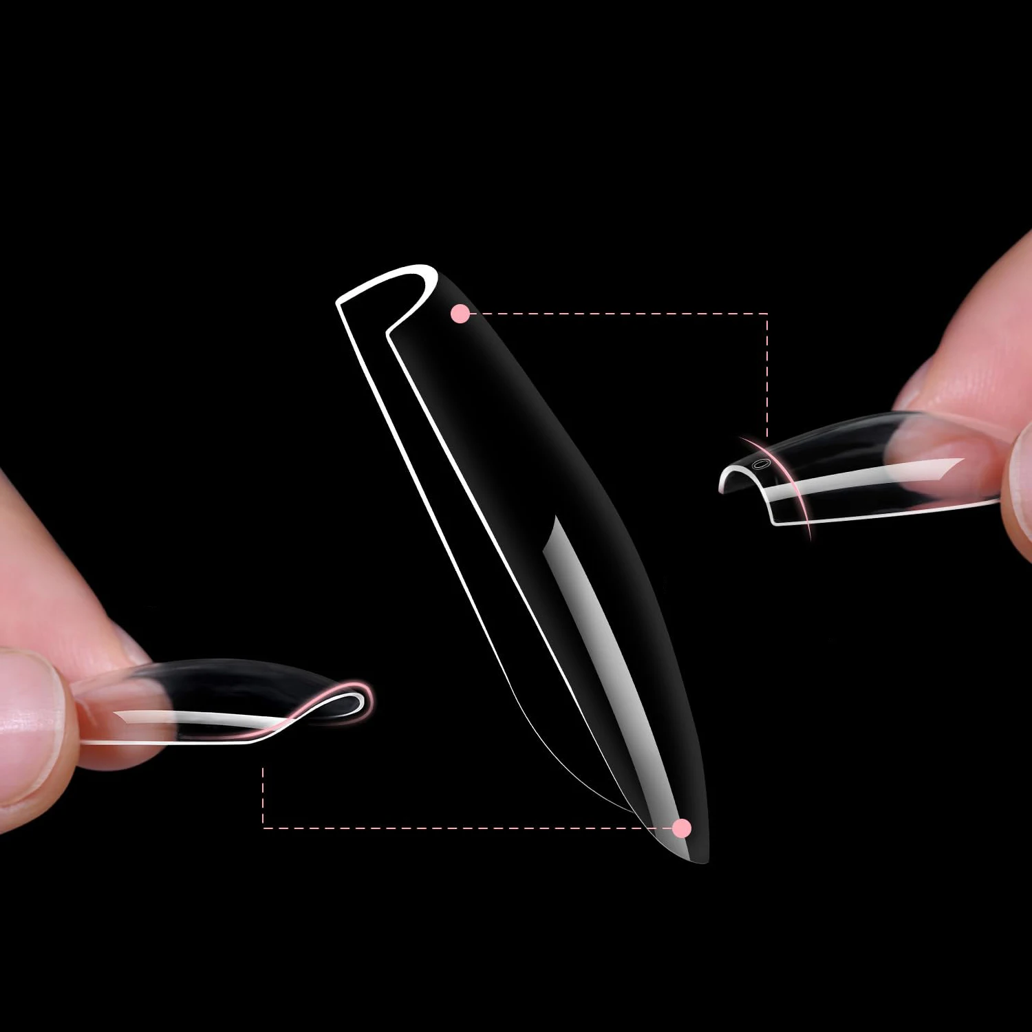 600pcs/box Clear Nail Tips Set, Medium/Long Coffin, Square, Almond, Stiletto, Oval, Round Shape, 10/12 Sizes, Press On Nails, Ma - Image 4