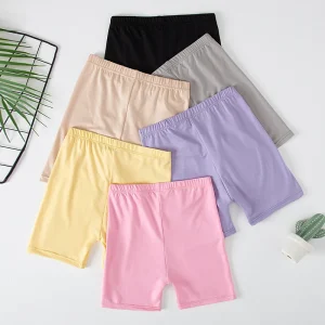 6/1 Pack Girls Solid Candy-colored Safety Underwear Girls Comfortable Breathable Leggings Boxer Elastic Waist Student Shorts