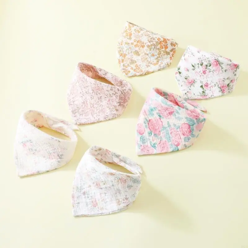 6pcs Infant Feeding Bib Breathable Cotton Soft Bib for Toddlers Newborns Cotton Drooling Apron Burp Cloths Feeding Bib - Image 4