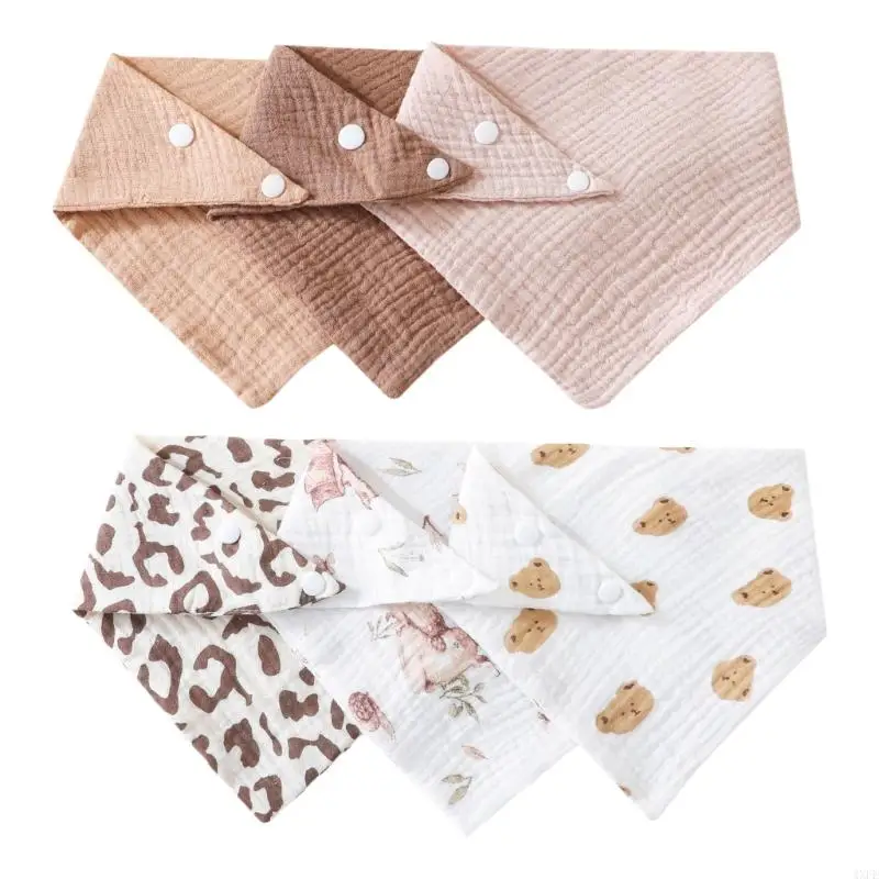 6pcs Infant Feeding Bib Breathable Cotton Soft Bib for Toddlers Newborns Cotton Drooling Apron Burp Cloths Feeding Bib - Image 2
