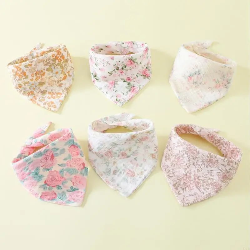 6pcs Infant Feeding Bib Breathable Cotton Soft Bib for Toddlers Newborns Cotton Drooling Apron Burp Cloths Feeding Bib - Image 5