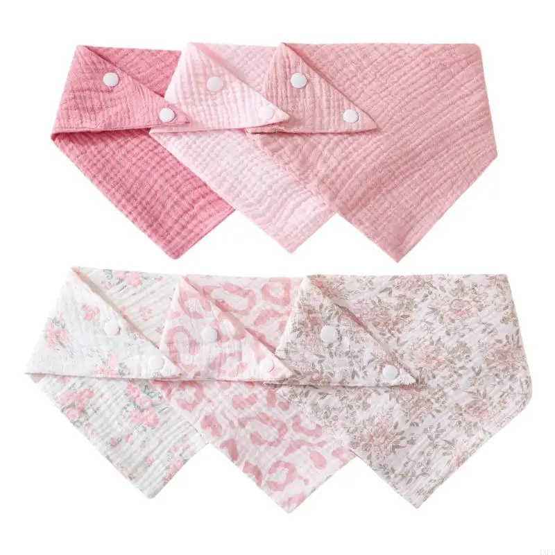6pcs Infant Feeding Bib Breathable Cotton Soft Bib for Toddlers Newborns Cotton Drooling Apron Burp Cloths Feeding Bib - Image 3