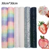 6pcs Sparkle Glitter PU Fabric Sheet Set For Perler Bead Art Kit DIY Iron-On Craft Scrapbooking Shimmering Decorative Cloth