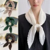 70cm Silk Pleated Scarf Crinkled Hair Scarf Women Satin Neck Hair Tie Band Soft Neckerchife Office Hijab Headband Female Foulard
