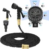 75FT/100FT/150FT/200FT Pipe Expandable Garden Hosepipe ,Car Washing Gardening Hose with 7 Function Spray Gun,Black