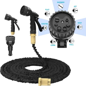 75FT/100FT/150FT/200FT Pipe Expandable Garden Hosepipe ,Car Washing Gardening Hose with 7 Function Spray Gun,Black