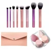 8pcs multi-color long tube makeup brush set +4pcs pink boxed beauty eggs +1pc pink storage bag,Suitable as a gift for friends