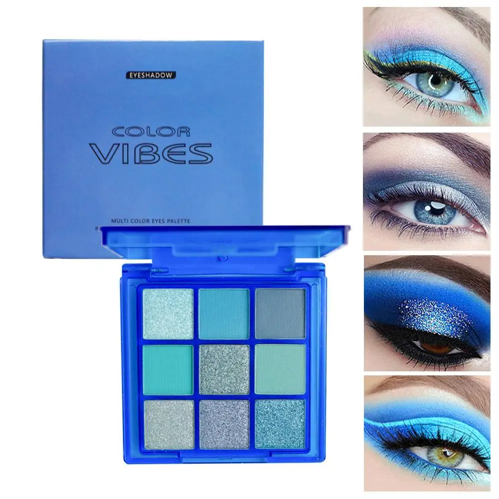9 Colors Glitter Eyeshadow Palette Avocado Green Shimmer Pearlescent Matte Colorful Eye Shadows Palette Waterproof Eye Make Up - Image 3