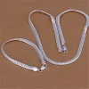925 Sterling Silver Bracelets necklace Jewelry set for men Women classic fine 5MM Flat Chain 18/20/22/24 inch Fashion Party Gift