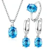 925 Sterling Silver Elegant Women's Jewelry Set Oval Zircon Ring Necklace Earring Set Birthday Party Anniversary Wedding Gift