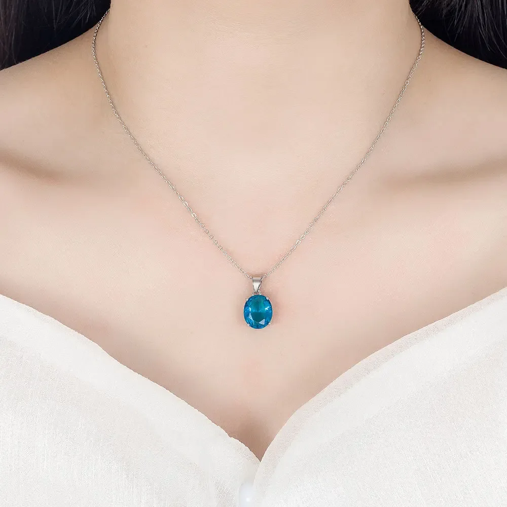 925 Sterling Silver Elegant Women's Jewelry Set Oval Zircon Ring Necklace Earring Set Birthday Party Anniversary Wedding Gift - Image 6