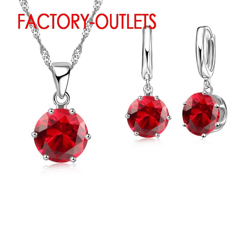 925 Sterling Silver Fashion Jewelry Set Classic 6 Claws Crystal Necklaces Hoop Earrings Women Girls Engagement Anniversary - Image 2