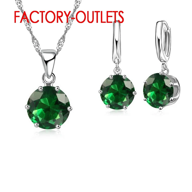 925 Sterling Silver Fashion Jewelry Set Classic 6 Claws Crystal Necklaces Hoop Earrings Women Girls Engagement Anniversary - Image 3