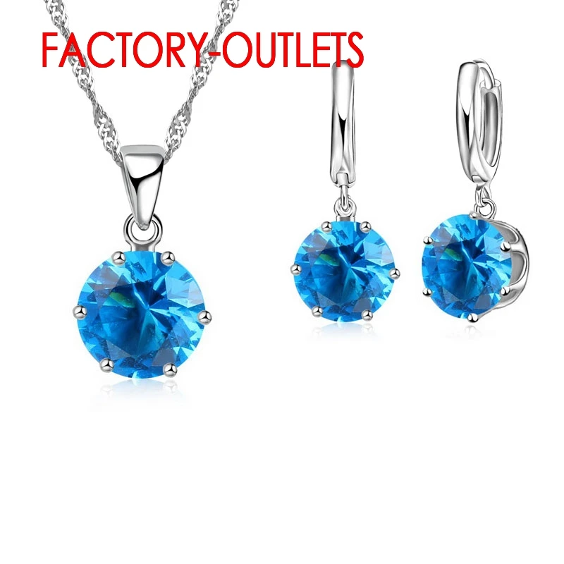 925 Sterling Silver Fashion Jewelry Set Classic 6 Claws Crystal Necklaces Hoop Earrings Women Girls Engagement Anniversary - Image 5
