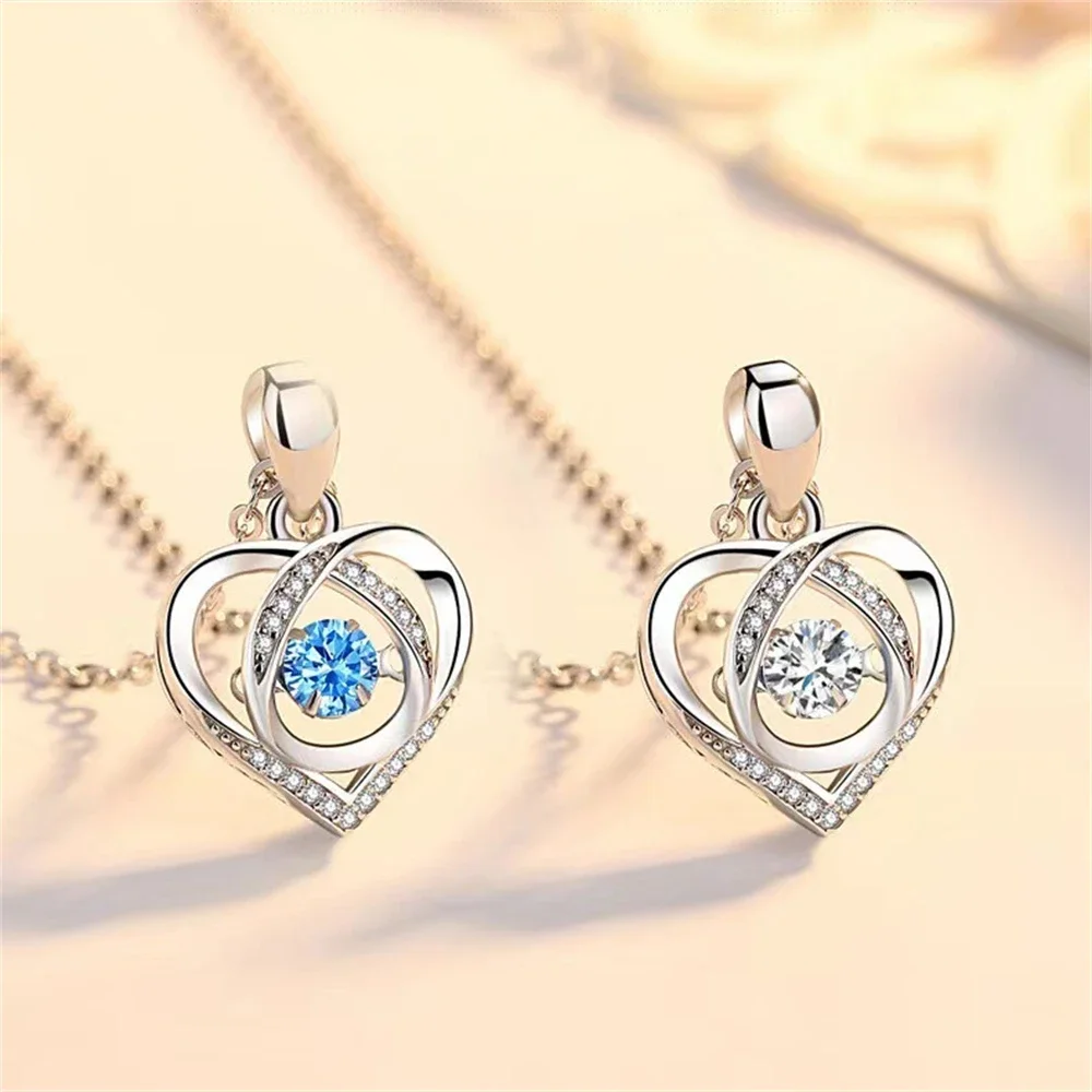 925 Sterling Silver Heart Necklace Bracelet Set Women Vintage Crystal Zircon Bracelet High Quality Set Party Jewelry - Image 3