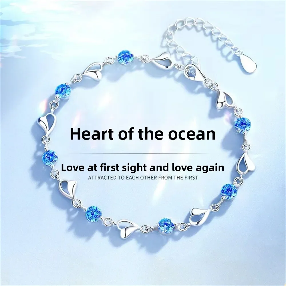 925 Sterling Silver Heart Necklace Bracelet Set Women Vintage Crystal Zircon Bracelet High Quality Set Party Jewelry - Image 4