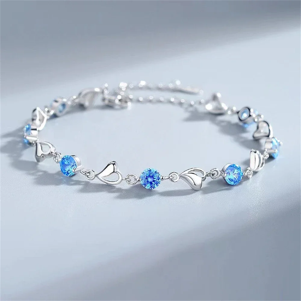 925 Sterling Silver Heart Necklace Bracelet Set Women Vintage Crystal Zircon Bracelet High Quality Set Party Jewelry - Image 5