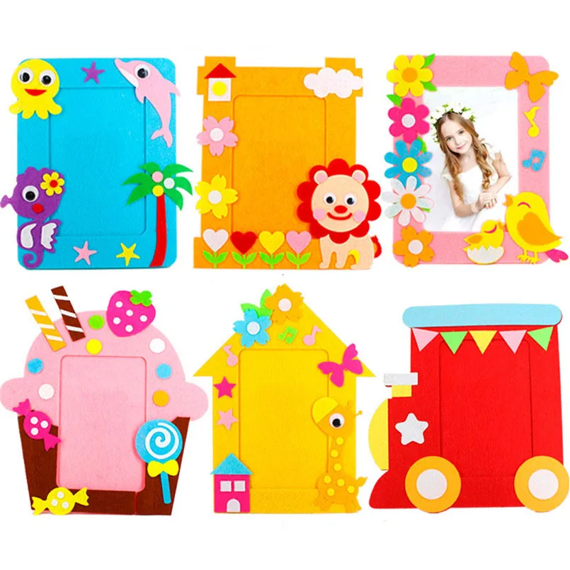 9Pcs/set DIY Cartoon Animal 6 Inch Photo Frame Children Handmade Craft Art Toys for Kids Girl Home Decor Kindergarten Applique - Image 4