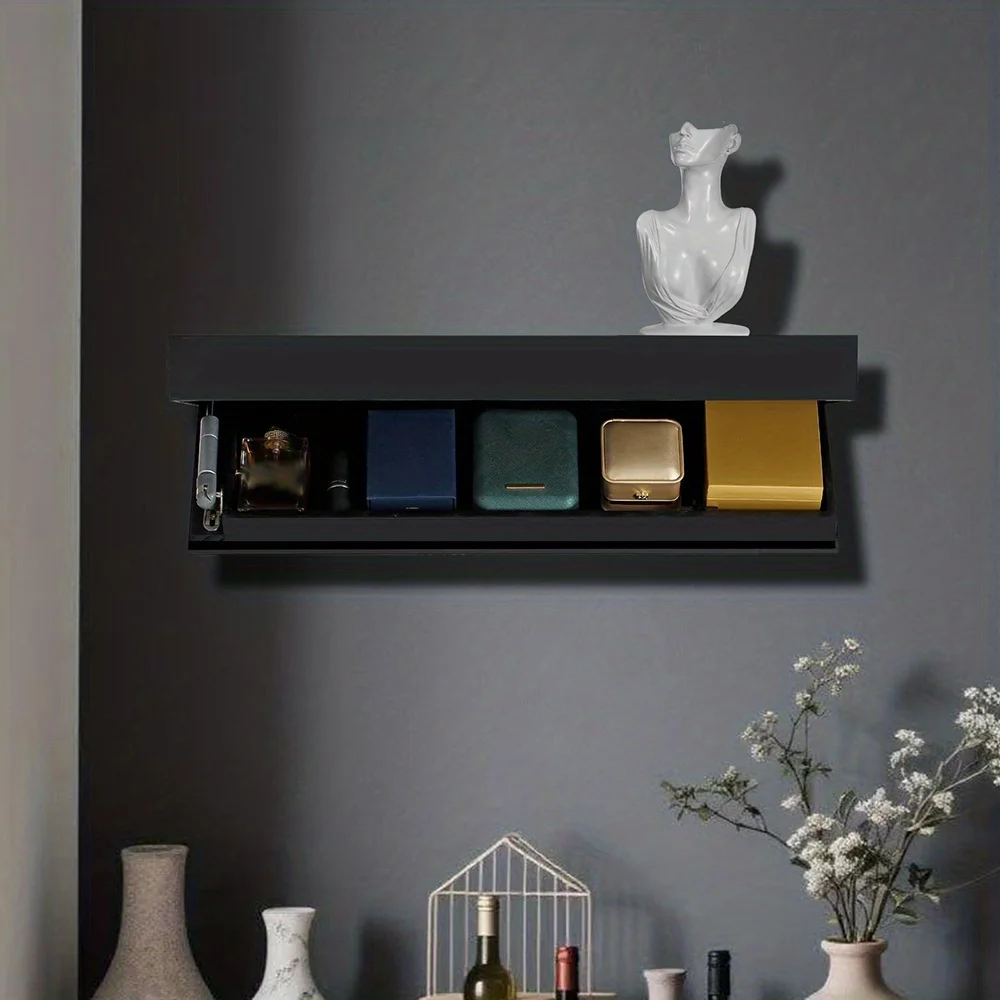 A Modern Minimalist Wall-Mounted Wooden Shelf for Storage And Decoration in The Living Room. - Image 4