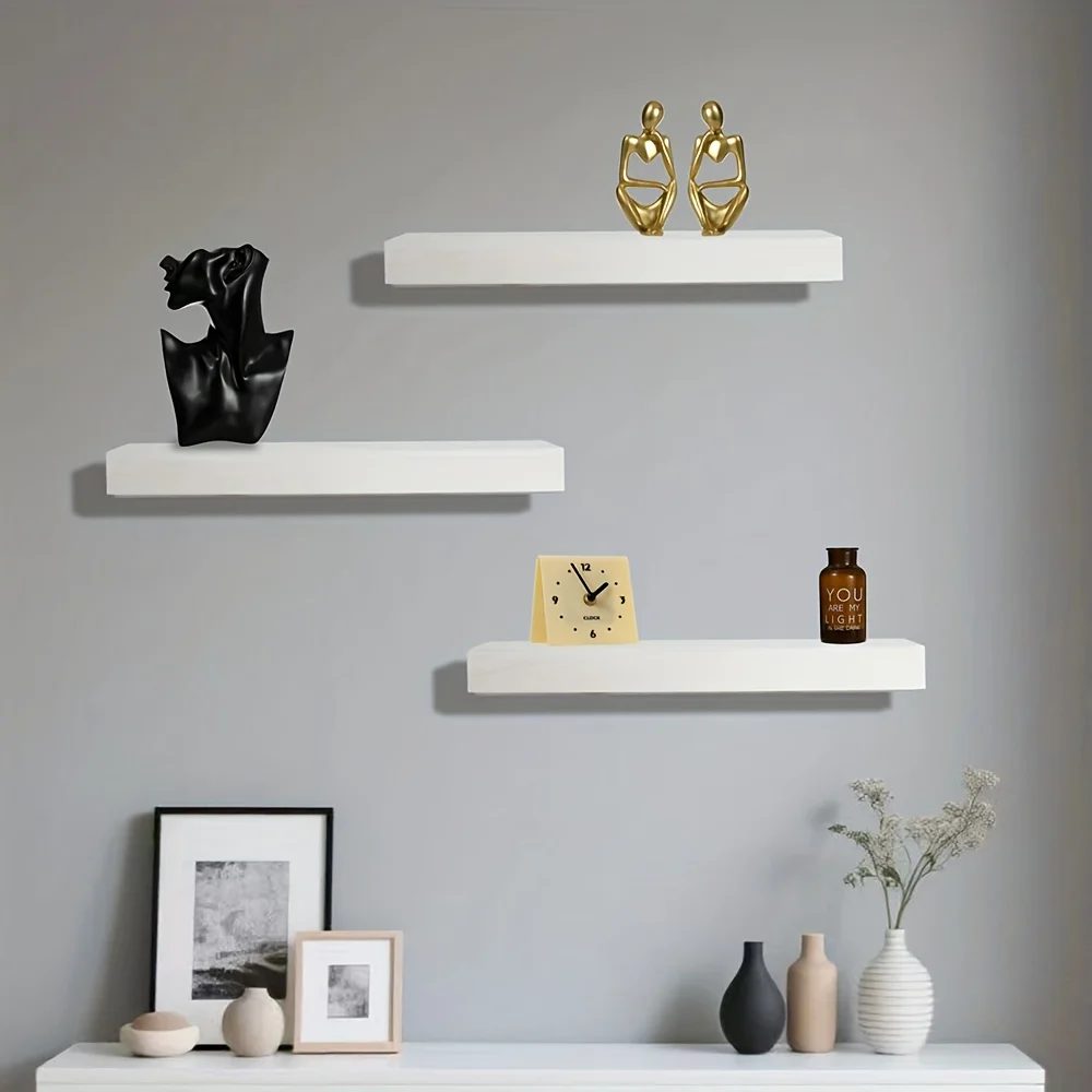 A Modern Minimalist Wall-Mounted Wooden Shelf for Storage And Decoration in The Living Room. - Image 6