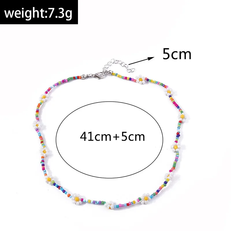 Aihua Bohemia Colorful Seed Bead Flowers Necklace For Women Kids Friendship Necklace Ethnic Beach Party Gifts - Image 6