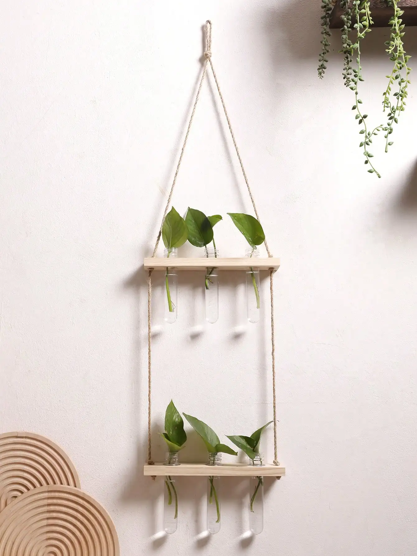Air Plants Wall Hanging Plant 1/2/3-tier Floating Wall Shelf Flowerpot Boho Art Home Decoration Suitable For Bedroom Living Room - Image 2