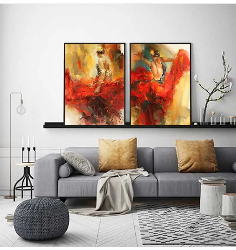 Art Oil Canvas Painting Vintage Figure Posters And Prints Wall Art Picture Modern Hme Decoration Spanish Flamenco Beauty Dancer - Image 2