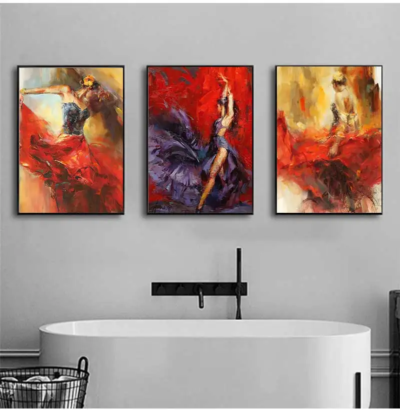 Art Oil Canvas Painting Vintage Figure Posters And Prints Wall Art Picture Modern Hme Decoration Spanish Flamenco Beauty Dancer - Image 5