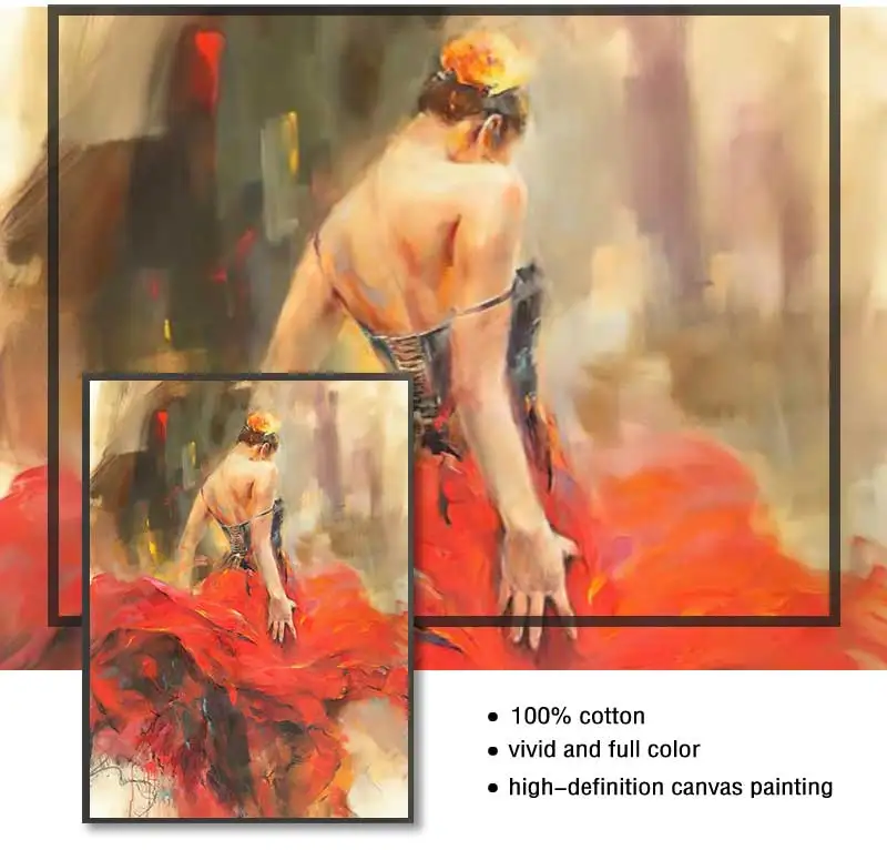 Art Oil Canvas Painting Vintage Figure Posters And Prints Wall Art Picture Modern Hme Decoration Spanish Flamenco Beauty Dancer - Image 6