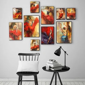 Art Oil Canvas Painting Vintage Figure Posters And Prints Wall Art Picture Modern Hme Decoration Spanish Flamenco Beauty Dancer