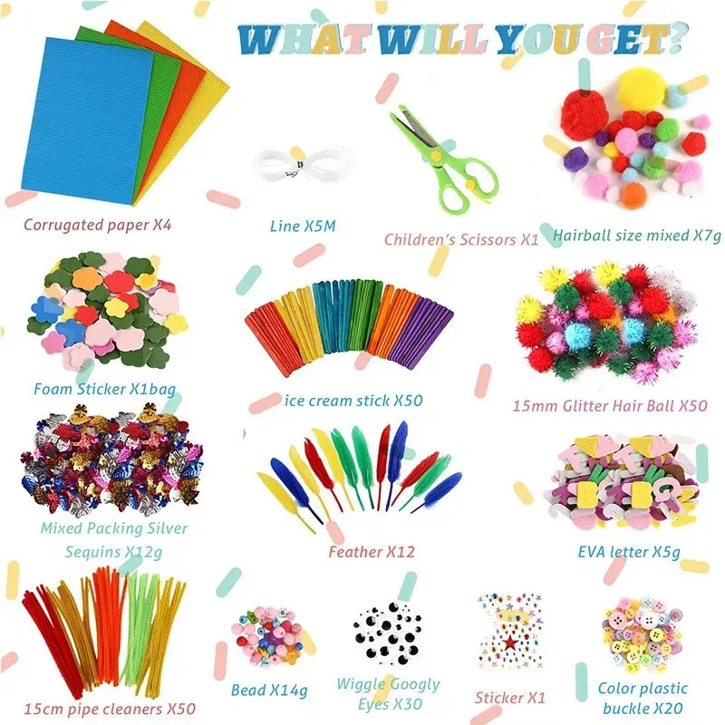 Arts and Crafts Supplies for Kids DIY Crafting School Kindergarten Homeschool Supplies Arts Set Toys for Children - Image 3
